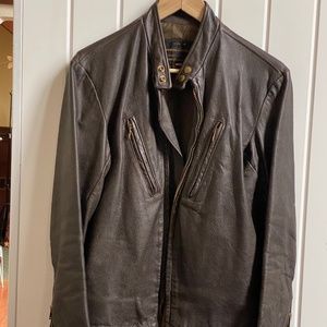 Men's Brown Leather Motorcycle Jacket. Small to Medium. Brown. Passaic Leather.